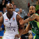 Laboral Kutxa’s Lamar Odom vies with Unicaja’s guard Earl Calloway during a Euroleague basketball game at the Fernando Buesa Arena in Vitoria-Gasteiz, Spain, Feb. 27, 2014.
RAFA RIVAS/AFP/Getty Images